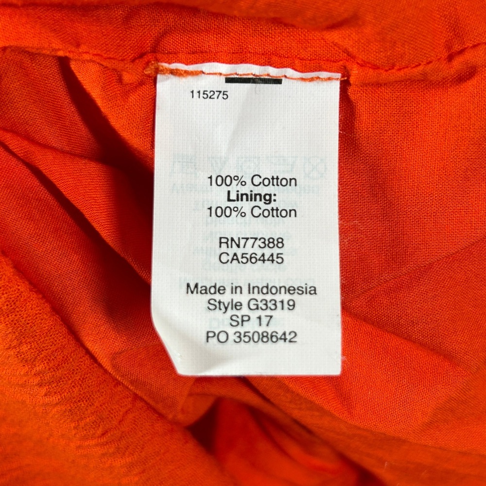 J.Crew Womens Boho G3319 Crinkle Gauze V-Neck Tunic Top Orange XXS - Picture 3 of 11
